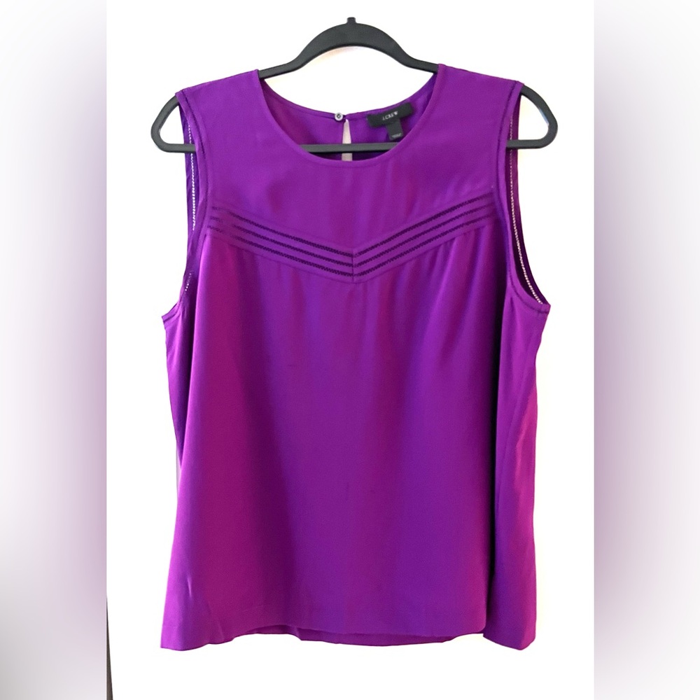 J Crew Vibrant Plum Sleeveless Women's Top with cut out detail